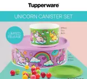 New Tupperware Set of 2 One Touch Unicorn Canisters 575ml & 2.7L