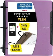 Five Star Flex Refillable Notebook + Study App, College Ruled Paper, 1 Purple