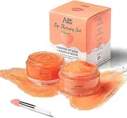 ANAI RUI Lip Mask & Lip Scrub Set, Lip Care Kit - Lip Sleeping Mask Moisturizer and Lip Exfoliator, Sugar Scrub for Dry,Chapped,Lips（Peach）