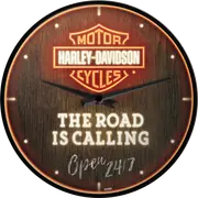 Harley Davidson The Road Is Calling Old School Retro Wall Clock Man Cave