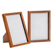 Nicola Spring Acrylic 3D Box Photo Frames - 8" x 12" - Dark Wood - Pack of 2