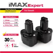 2x 7.2V 2Ah NiCd Battery for Dewalt DW9057 DE9057 DE9085 DW920K DW920K-2