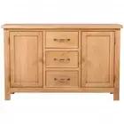 Solid Oak Wood Sideboard with 3 Drawers Cupboard Storage Hall Table vidaXL