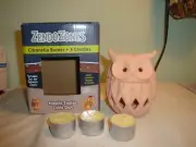So Cute Zendo Zones Hootie Tootie Owl Citronella Burner with 3 Candles-6 x 3