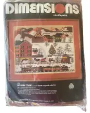 Vintage 1980 Dimensions Needlepoint Kit #2126 HOLIDAY TRAIN by Charles Wysocki