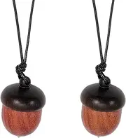 [CHGCRAFT] 2Pcs 2Colors Acorn Wood Locket Pendant Necklace with Wax Cords Memorial Box for Ashes Openable Storage Box Necklace, 31x21mm, Wood, No Gemstone
