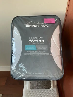 BNIP Tempur-Pedic Luxury Cotton Mattress Pad, White, King Size 78"x80", 500TC