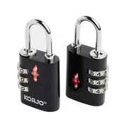 Korjo Combination Lock TSA - Duo Pack (2 Locks) - Black