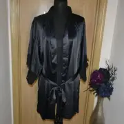 NWT Savage X Fenty By Rhianna Black Short Satin Robe Plus Size 2X/3X