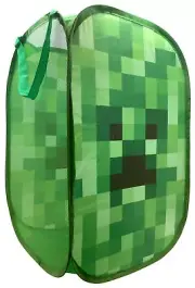Jay Franco Minecraft Creeper Pop Up Hamper - Mesh Laundry Basket/Bag with Dur...