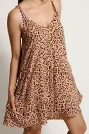 OneTeaspoon WOMENS CORAL LEOPARD MARLEY DRESS - CORAL ANIMAL PRINT