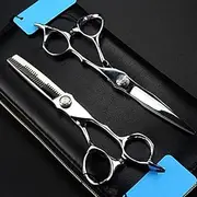 6 Inch Professional 440c Silver Hair Scissors Set Cutting Barber Thinning Shears Hairdressing Scissors Hair Cutting Tools