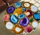 30" Unique Mix Agate Geode Custom Centre Table Top Luxury Home Furniture Decor