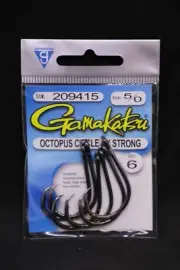 Gamakatsu Octopus Hooks Circle 4X Strong Straight Eye - Size 5/0 - Pack of 6