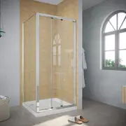 ELEGANT Shower Enclosure Sliding Door 3 Panels Tempered Glass with Side Panel 900x1000mm