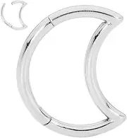 365 SLEEPERS Titanium Implant Grade 8mm 10mm Moon Hinged Segment Ring Helix Tragus Septum Clicker Nose Hoop Earring Body Piercing Jewellery