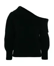 cold-shoulder asymmetric knitted top S,XS black