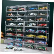 Acrylic Display Case for 1/64 Scale Matchbox Toy Cars - 32 Slots, Clear &