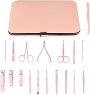 Baluue 18-piece Nail Manicure Tool Set Rose Stainless Steel Nail Clippers Cutters File Trimmer for Hands Feet for Her Him
