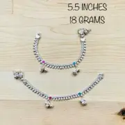Handmade 925 Sterling Silver / Chandi Anklet Pair, Indian Payal 5.5'' 18 Gram