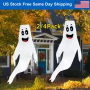 2/4Pack 60“ Halloween Windsocks Hanging Ghost Decoration Wind Socks Yard Decor