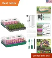 Complete Seed Starter Tray Set with Humidity Domes & Full-Spectrum Grow Lights