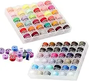 72 Colors Bobbins and Sewing Threads with Bobbin Case for Multiple Sewing Machines, Multicolor Sewing Thread Spools, Plastic Bobbins with Thread for Sewing Machines Supplies