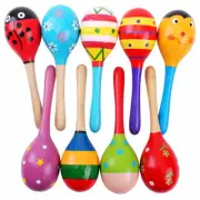 Wooden Maraca Wood Rattles Kids Percussion Musical Instrument Shaker Hand A5Q4