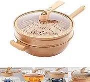 Titanium Micro Pressure Clay Non Stick Health Cooker, Multifunctional Non Stick Clay Pressure Cooker with Steamer Basket, Multifunctional 2 in 1 Microwave Pressure Cooker, Easy to Clean (1 PCS)