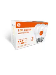 GE Classic 3 Pack 8W ES LED Globe in Warm White