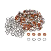 Grommets Kit 100set-4mm 1/6" Hole Metal Eyelets Grommet Tool Kit,Orange