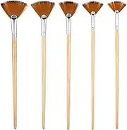 5pcs Paint Brushes Set, Fan Brushes Acrylic Paint Brushes Oil Painting Brushes with Nylon Hair & Long Wood Handle Painting Brushes for Artists Beginners Watercolor Acrylic Oil Painting