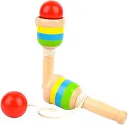 Yardwe 2Pcs Wooden Kendama Educational Hand Eye Coordination Skill Game for Craft for Concentration Development Selection