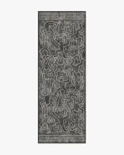 75' x 215' | Machine Washable Runner Rug | Kid & Pet Friendly | Indoor Rug | Balancing Act Black Rug by Keith Haring | Ruggable