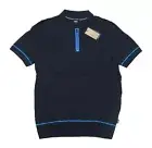 Boss Hugo Boss Men's Blue Emillo Textured Cotton Short Sleeve Polo Shirt