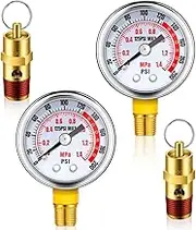 domoi 4Pcs Air Compressor Relief Pressure Valve and Air Gauge Set,1/4in NPT Air Tank Valve 0-200 PSI Air Pressure Gauge Spare Parts
