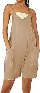 [HAILTH] Women's Overall Shorts Rompers for Women Casual Summer Short Jumpsuits Sleeveless High Elasticity