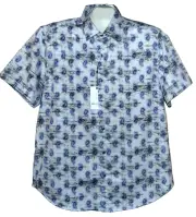 Robert Graham White Blue Floral Cotton Stylish Men's Shirt Size XL