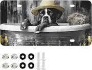 YXYZRMY License Plate Dog Bathtub Hat Aluminum Decorative Car Front License Plates 6” × 12”