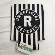 Can Cooler Holder Unofficial Referee Fun Football Fan Black White Stripe