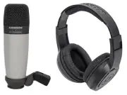 Samson C01 Studio Condenser Recording Microphone Mic+Monitoring Headphones