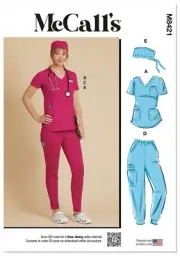 SCRUBS SEWING PATTERN MCCALLS 8421 6-14 WOMENS KNIT SHIRT PANTS CAP NEW