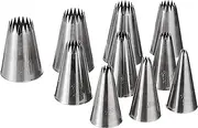 Ateco 870-10 Piece French Star Tube Set, Stainless Steel Pastry Tips, Sizes 0-9