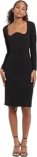 [Donna Morgan] Women's Long Sleeve Scuba Crepe Sheath Dress Office Workwear Wedding Guest Event