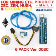 60 X PCI-E Adapter 1X to 16X Ver 008C Mining GPU Riser 6 pin ETH ZEC USA SHIP