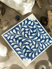 9"x9"x5" Handmade Bone Inlay Jewelry Box Elegant Storage for Your Dressing Decor