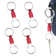 4 Pack Quick Release Keychain, Aluminum Pull Apart Detachable Red and Silver