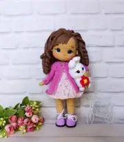 Handmade Crochet Doll – Poseable, 29 cm, Removable Clothes, Long Curly Hair