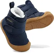 [DUONITITI] Toddler Snow Boots Double Strap Winter Warm Shoes Baby Faux Fur Lining Soft Fleece Booties with Non-Slip Sole