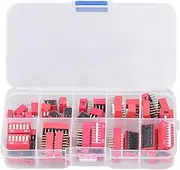 45Pcs Dip Switch Assorted Kit On Off Toggle 2.54mm Range Circuit Breadboards Red Black Plastic